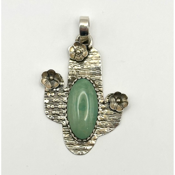 Jade‎ Cactus Sterling Silver Pendant